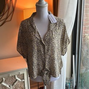 Calvin Klein short sleeved print blouse sz XL